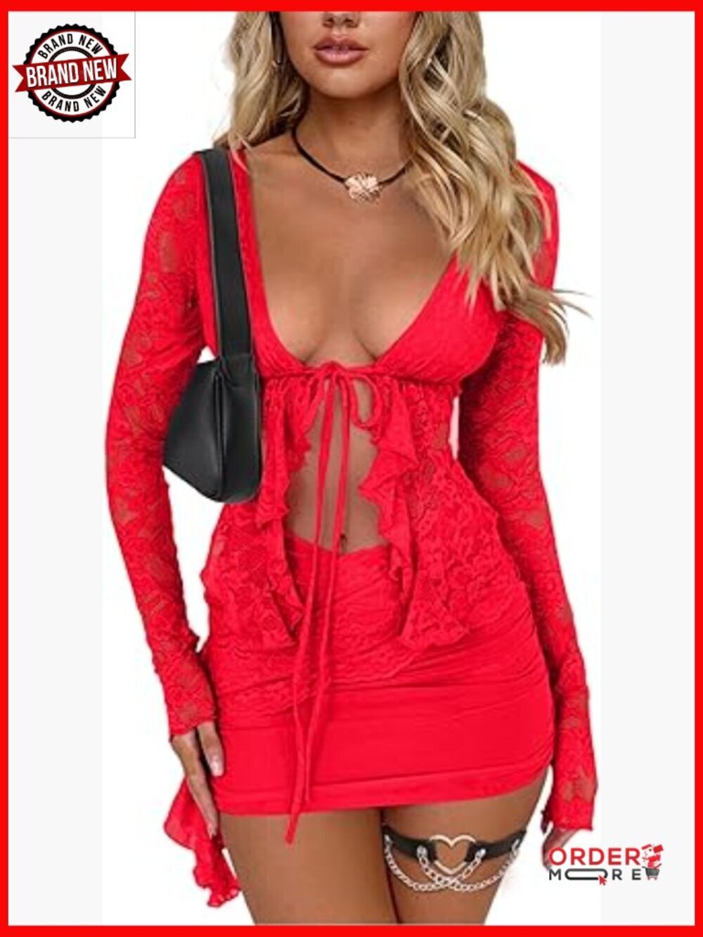 2 Piece Outfits Set for Women Floral Lace Crop Top Mini Skirt